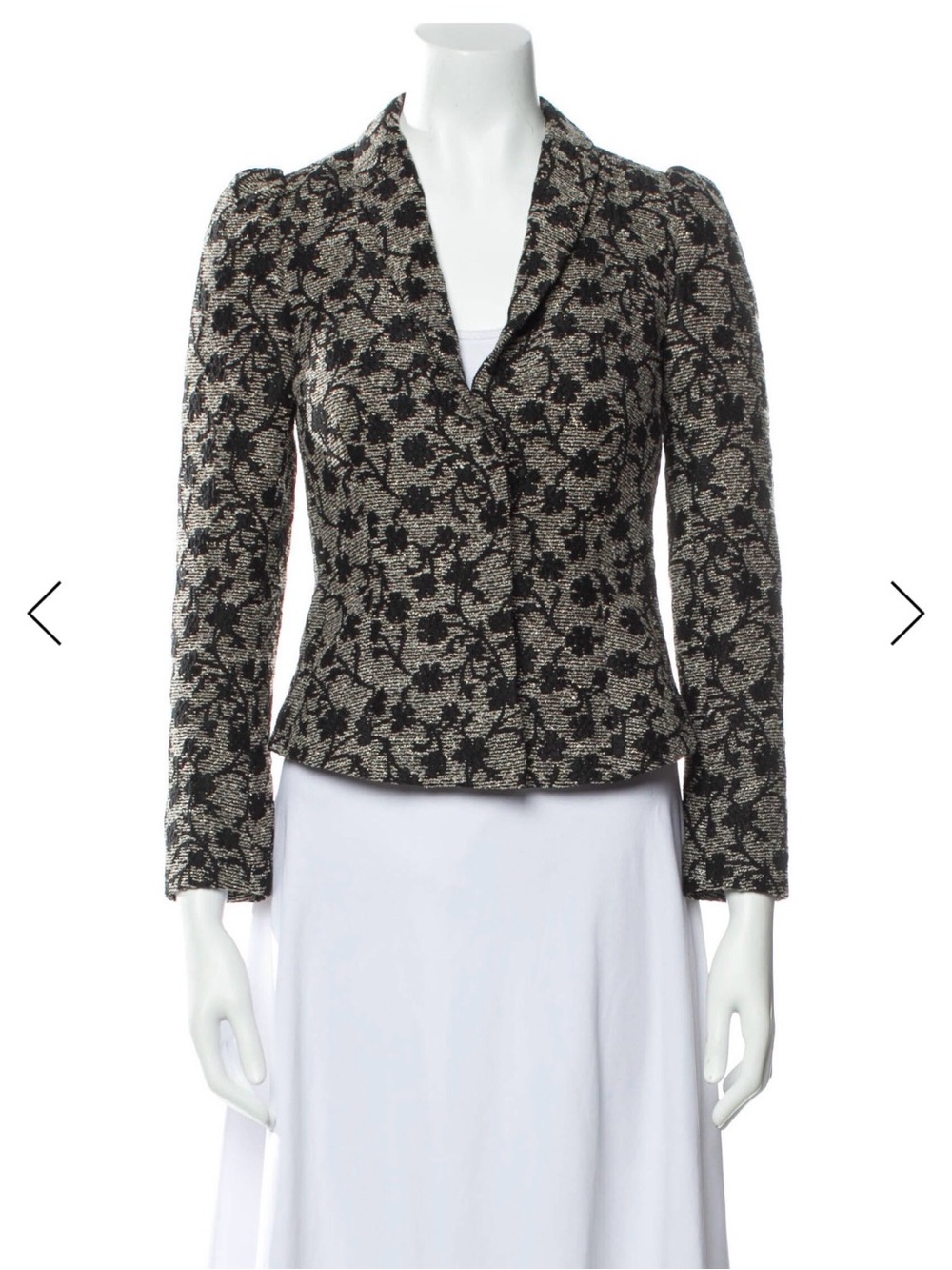 Co. Woven Floral Pattern Black & Cream Women's Blazer Pleated Skirt Set